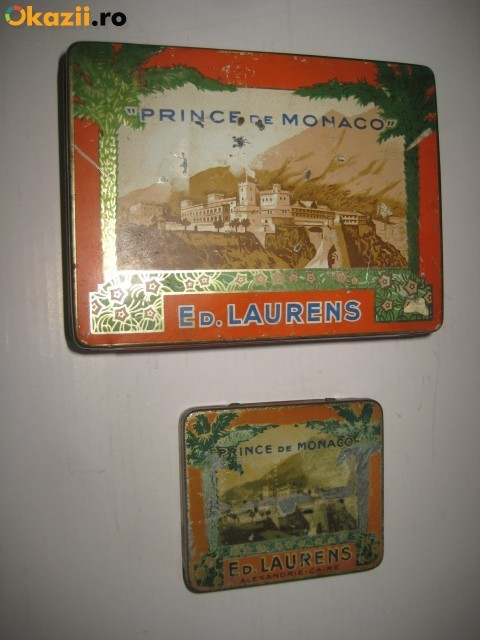 CUTII TIGARETE vechi1. Cutii metal pereche Prince de Monaco Ed Laurentis ca 1930