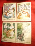 Set 6 Ilustrate dupa Fabulele lui La Fontaine , cu marca fixa 2,8 Fr