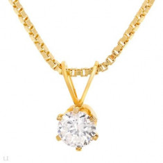 Superb Lantisor de Argint 925 placat cu Aur 14k cu CZ 0.5 carate foto