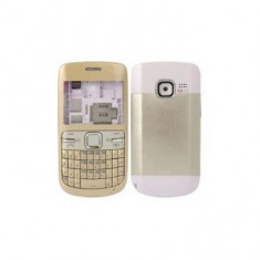 Carcasa cu tastatura Qwerty Nokia C3 4 piese Aurie foto