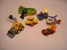 Playmobil 1-2-3 - Lot 7 jucarii : buldozer, barca, avion, elicopter, formula etc foto