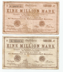 LL bancnota Germania 1 milion marci 1923 ( doua variante) VF foto