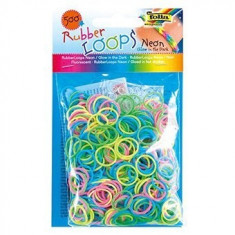 Mini Elastice Speciale Pentru Bratari Rainbow Loom 500 Bucati Fosforescente foto