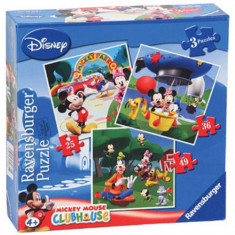 Puzzle Clubul Mickey Mouse, 3 Buc In Cutie, 25/36/49 Piese foto