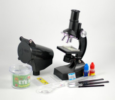 Microscop de jucarie pentru copii cu proiectie pentru perete si multe accesorii (300X - 600X - 1200X) foto