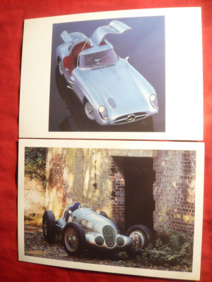 Set 2 Ilustrate Automobile Mercedes Benz W125 1937 si Mercedes Benz 300SLR 1955 foto