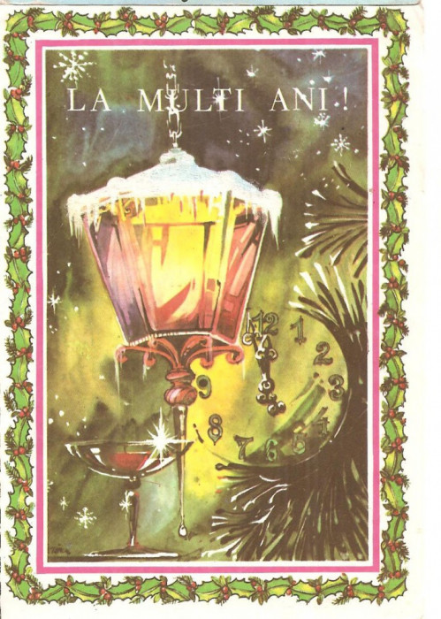 CPI (B5993) FELICITARE &quot;LA MULTI ANI&quot;. FELINAR, CEAS, PAHAR CU SAMPANIE, 1986