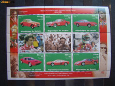 Masini de curse Ferrari, Schumacher, Formula 1 - bloc nestamp. MNH - Guinea 1998 foto