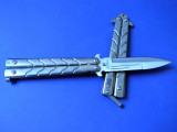 CUTIT BUTTERFLY BALISONG. BRICEAG FLUTURAS FLUTURE. Tip Stilet, Stainless Stell, Cutit tactic