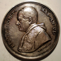 C.333 ITALIA VATICAN MEDALIE PAPA PIUS XI 1927 ARGINT 35,3g/44mm MISTRUZZI