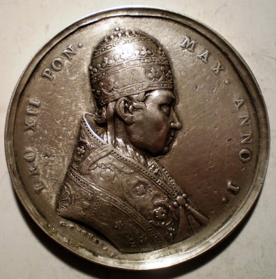 C.437 ITALIA VATICAN MEDALIE PAPA LEO XII 1823 ARGINT 31,8g/41mm CERBARA foto