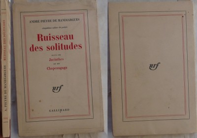 Mandiargues , Ruisseau des solitudes , 1968, ed. 1 cu autograf catre Maria Banus foto