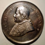 C.329 ITALIA VATICAN MEDALIE PAPA PIUS IX 1865 ARGINT 33,9g/44mm BIANCHI