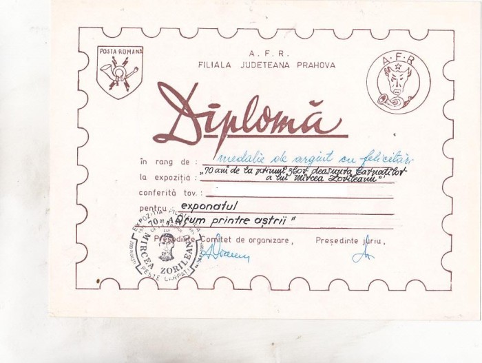 bnk fil Diploma Expo fil Mircea Zorileanu 70 ani Ploiesti 1985