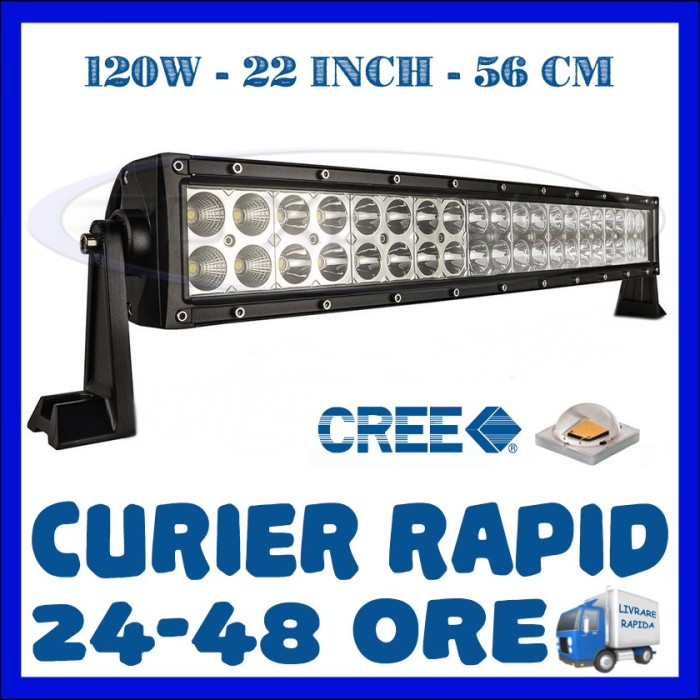 PROIECTOR LED CREE DREPT, COMBO BEAM, 56 CM 120W, 12V 24V, OFFROAD SUV UTILAJE