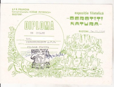 bnk fil Diploma Expo fil Ocrotiti natura Busteni 1986 foto
