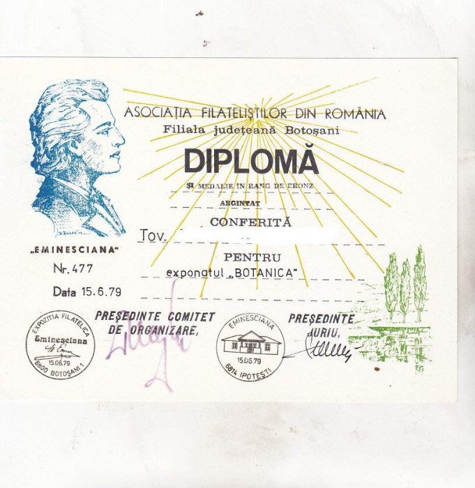 bnk fil Diploma Expo fil Eminesciana Botosani 1979