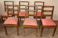 Set 6 scaune din lemn masiv si perne pe arcuri; Scaun foto