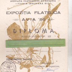 bnk fil Diploma Caracal Expozitia filatelica Avia 86