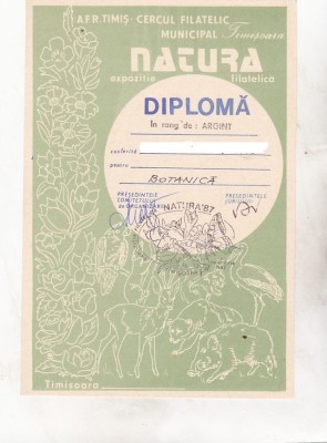 bnk fil Diploma Expo fil Natura Timosoara 1987 foto
