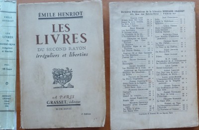 Henriot , Les livres du second rayon , irr&amp;eacute;guliers et libertins , 1926 , ed. 1 foto
