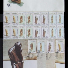 VENDA 1987 - SCULPTURI LEMN, 4 VAL IN BLOC, 4 ILUST MAXIME SI 1 FDC - AS 059A