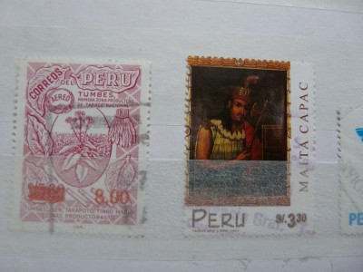 Peru 4 TIMBRE STAMPILATE foto