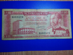 Etiopia 10 dollars 1966 Fine serie K083179 foto