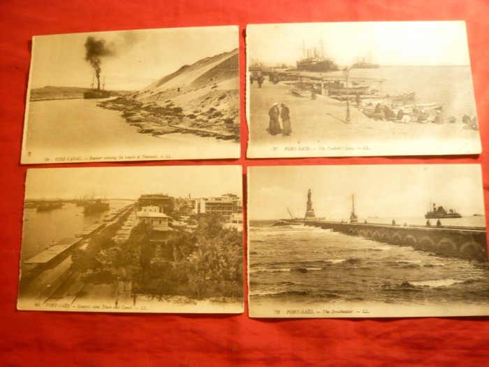 Set 7 Ilustrate Port Said si Canal Suez Egipt , inc.sec.XX