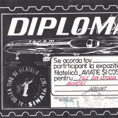 bnk fil Diploma Expozitia filatelica Sinaia 1987