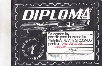 bnk fil Diploma Expozitia filatelica Sinaia 1987 foto