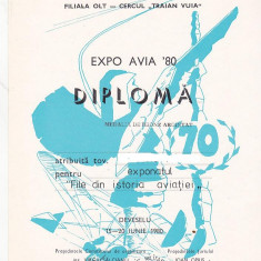 bnk fil Diploma Expozitia filatelica Expo Avia 80 Deveselu