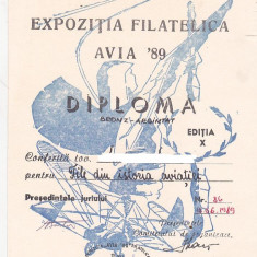 bnk fil Diploma Expozitia filatelica Avia 89 Caracal