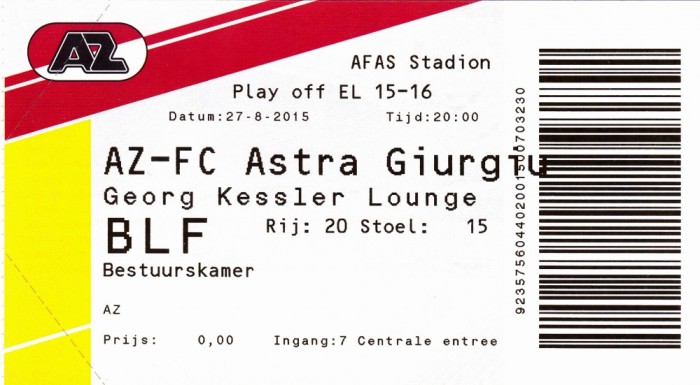 Bilet meci fotbal AZ ALKMAAR - ASTRA GIURGIU 27.08.2015 Europa League foto mare Bilet meci fotbal AZ ALKMAAR - ASTRA GIURGIU 27.08.2015 Europa League foto mare