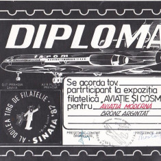 bnk fil Diploma Expozitia filatelica Sinaia 1987