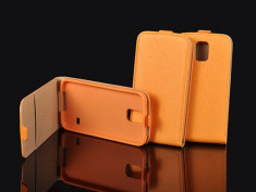 Husa iPhone 4 4S Flip Case Inchidere Magnetica Orange foto