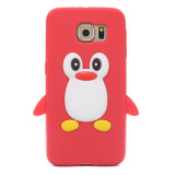 Husa pinguin soft silicon Samsung Galaxy S6 + folie protectie ecran, Negru