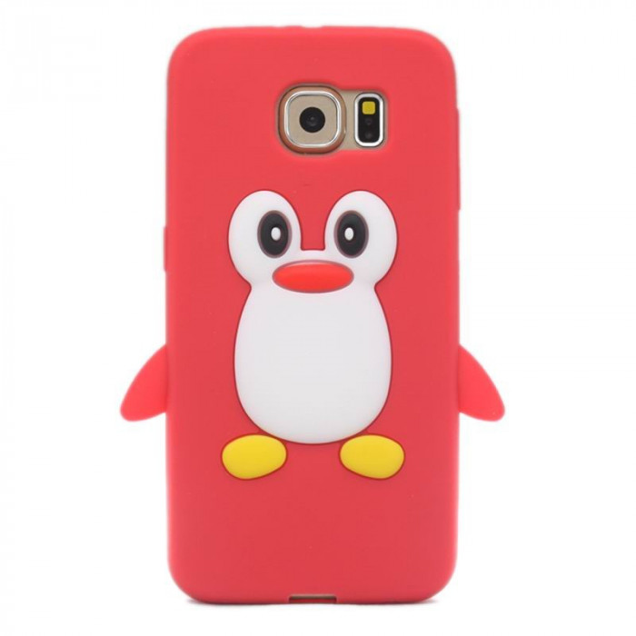 Husa pinguin soft silicon Samsung Galaxy S6 + folie protectie ecran