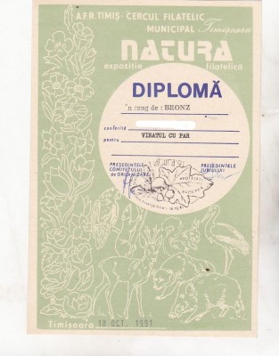 bnk fil Diploma Expo fil Natura Timisoara 1991 foto