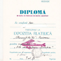 bnk fil Diploma Expozitia filatelica Aeromfila 83 Pucioasa