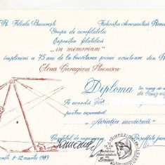 bnk fil Diploma Expozitia filatelica 75 ani Elena Stoenescu Bucuresti 1989