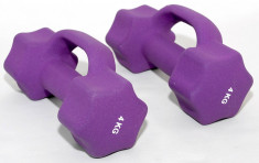 Set de 2 gantere din neopren 2 x 4 kg - cu manere suplimentare - pentru fitness foto