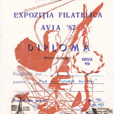 bnk fil Diploma Expozitia filatelica Avia 87 Caracal