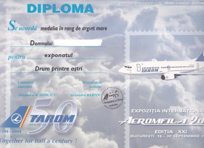 bnk fil Diploma Expozitia filatelica Aeromfila 2004 Bucuresti foto