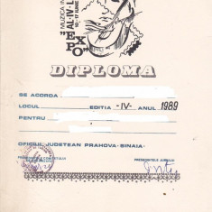 bnk fil Diploma Expozitia filatelica Muzica in filatelie Sinaia 1989