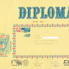 bnk fil Diploma Expozitia filatelica Aviafila 91 Caracal