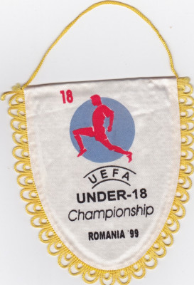 Fanion Federatia de Fotbal din Romania - UEFA under 18 - Romania 1999 foto
