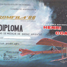 bnk fil Diploma Expozitia filatelica Aeromfila 86 Craiova