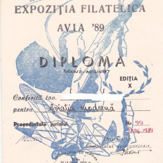 bnk fil Diploma Expozitia filatelica Avia 89 Caracal