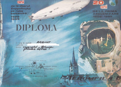 bnk fil Diploma Expozitia filatelica Aeromfila 89 Sibiu foto